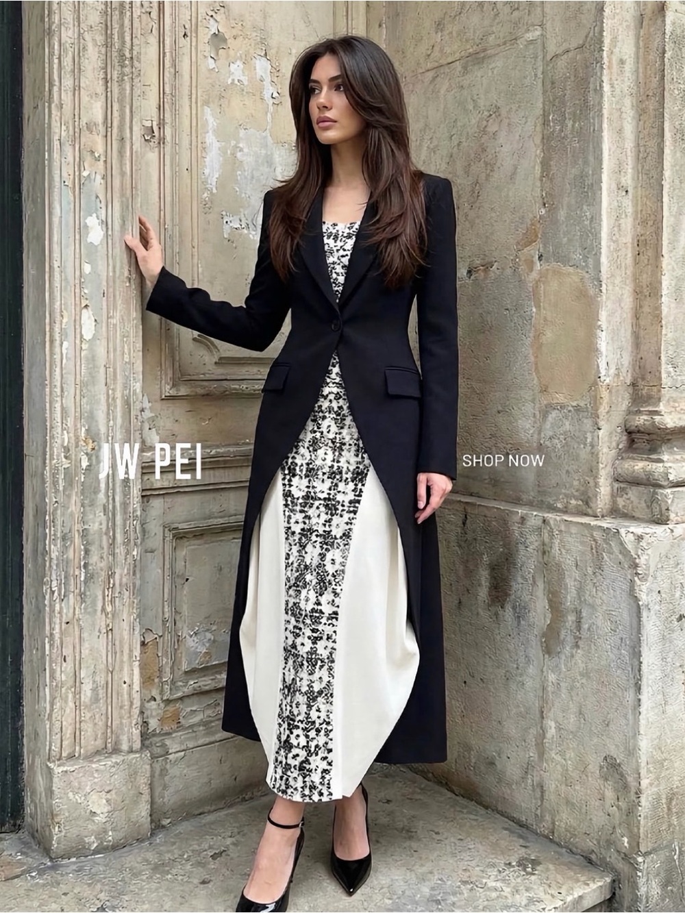 JW PEI Structured Peak-Lapel Cutaway Maxi Blazer NWT - Picture 3 of 6